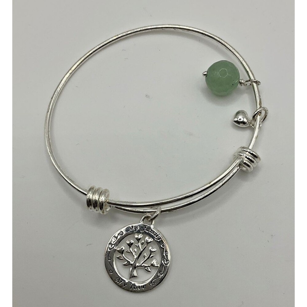 Marked 925 Silver My Family My Love Adjustable Bangle Bracelet